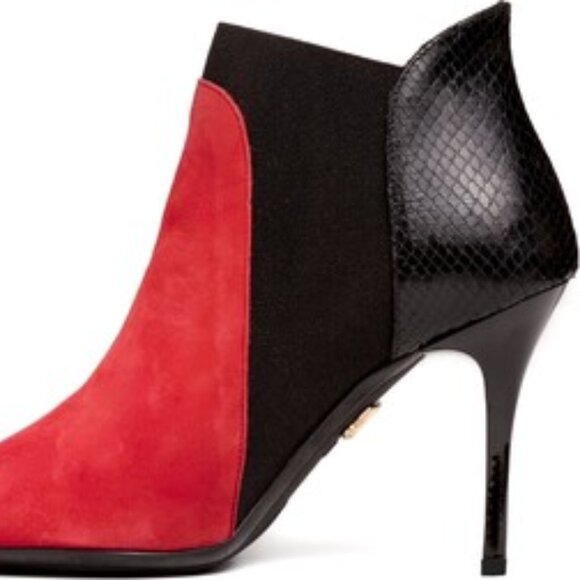 new Beautiisoles by Robyn Shreiber Made in Italy  Abby Red Sued heels 7M4 - Picture 5 of 6